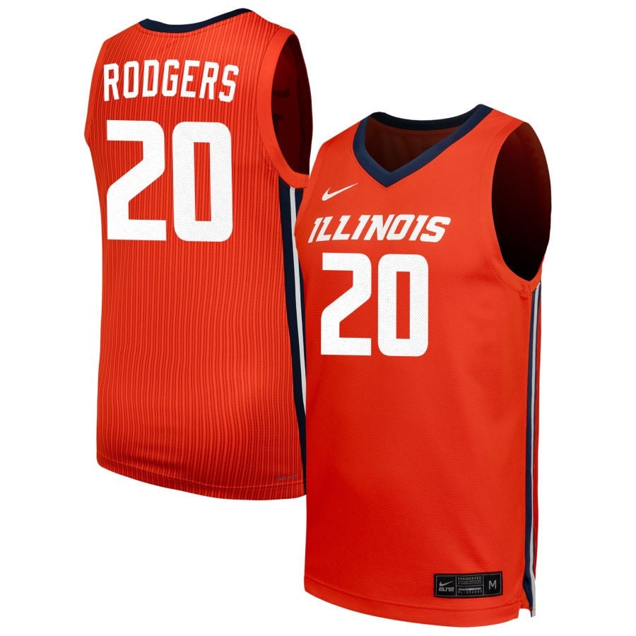Ty Rodgers 20 Illinois Fighting Illini Unisex Nil Men's Basketball Jersey - Orange