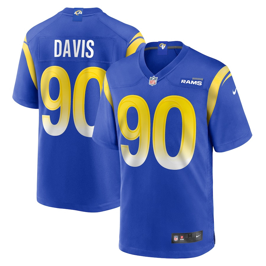 Tyler Davis 90 Los Angeles Rams Team Game Men Jersey - Royal Js6915