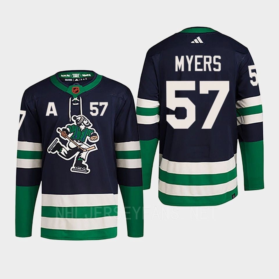 Tyler Myers 57 Reverse Retro 2.0 2022 Vancouver Canucks Navy Jersey Primegreen