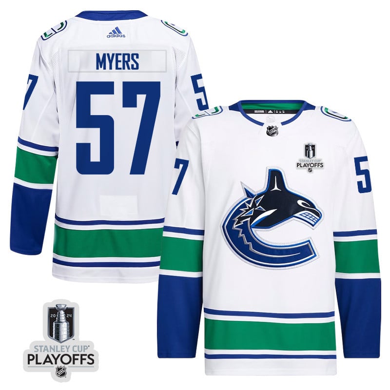Tyler Myers 57 Vancouver Canucks 2024 Nhl Playoffs Patch Away Jersey - Men, White