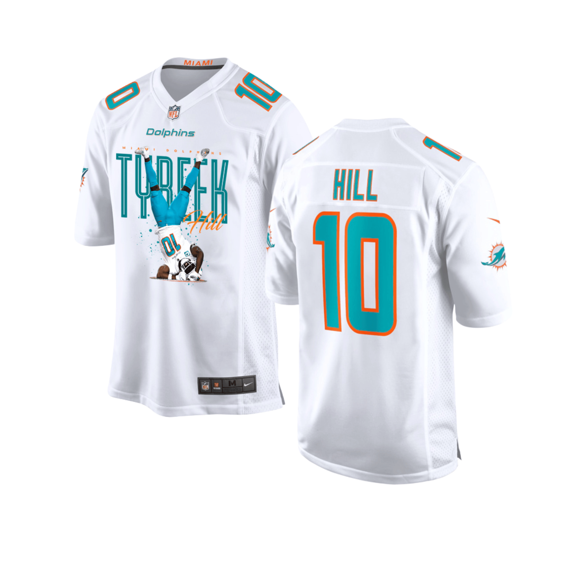 Tyreek Hill 10 Miami Dolphins Celebrating Game Youth Jersey - White Js5068