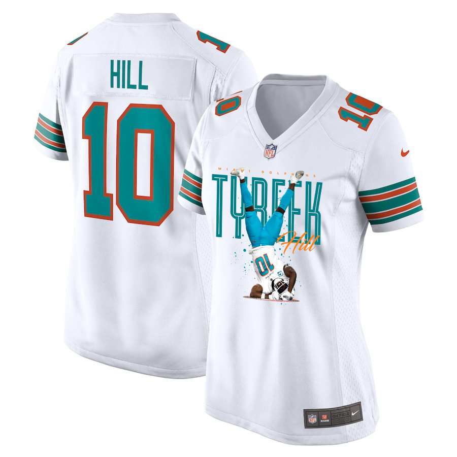 Tyreek Hill 10 Miami Dolphins Celebrating Women Alternate Game Jersey - White Js2781