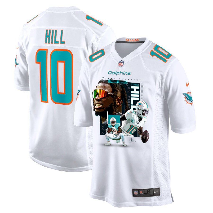 Tyreek Hill 10 Miami Dolphins Run Cheetah Run Game Youth Jersey - White Js7661