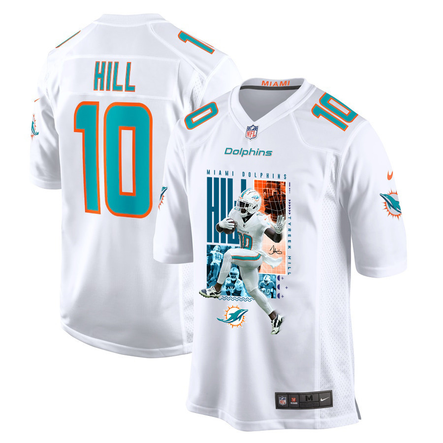 Tyreek Hill 10 Miami Dolphins The Cheetah Game Men Jersey - White Js6511