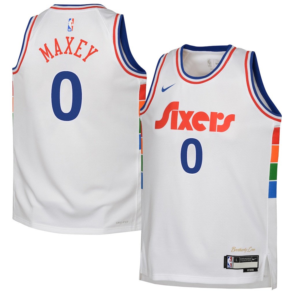 Tyrese Maxey 0 Philadelphia 76ers 2024/25 Swingman Player Youth Jersey - City Edition - White