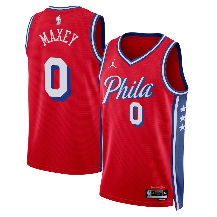 Tyrese Maxey 0 Philadelphia 76ers Unisex Swingman Jersey - Statement Edition - Red