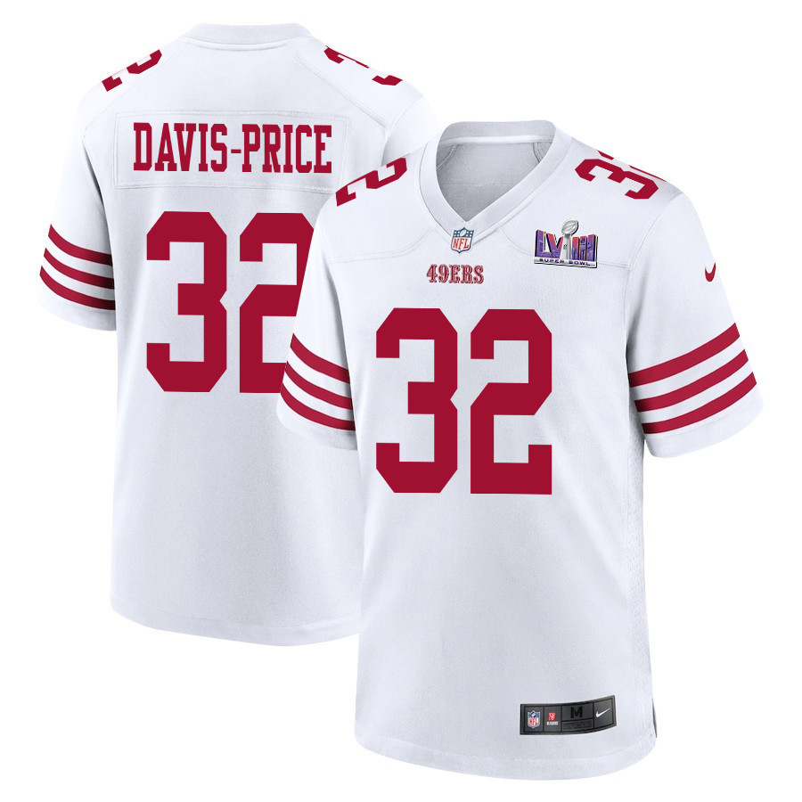Tyrion Davis-price 32 San Francisco 49ers Super Bowl Lviii Patch Game Men Jersey - White Js2156