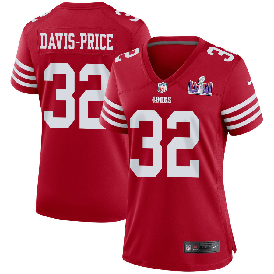 Tyrion Davis-price 32 San Francisco 49ers Super Bowl Lviii Patch Game Women Jersey - Scarlet Js6161