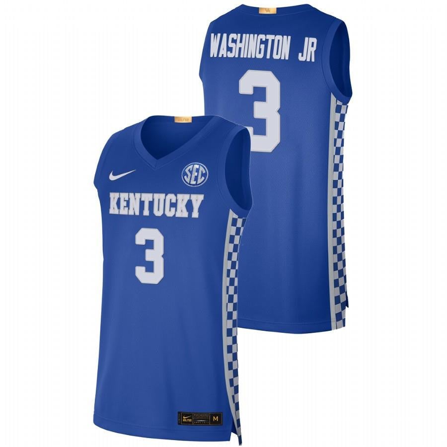 Tyty Washington Jr. 3 Royal Kentucky Wildcats 2023 College Basketball Jersey