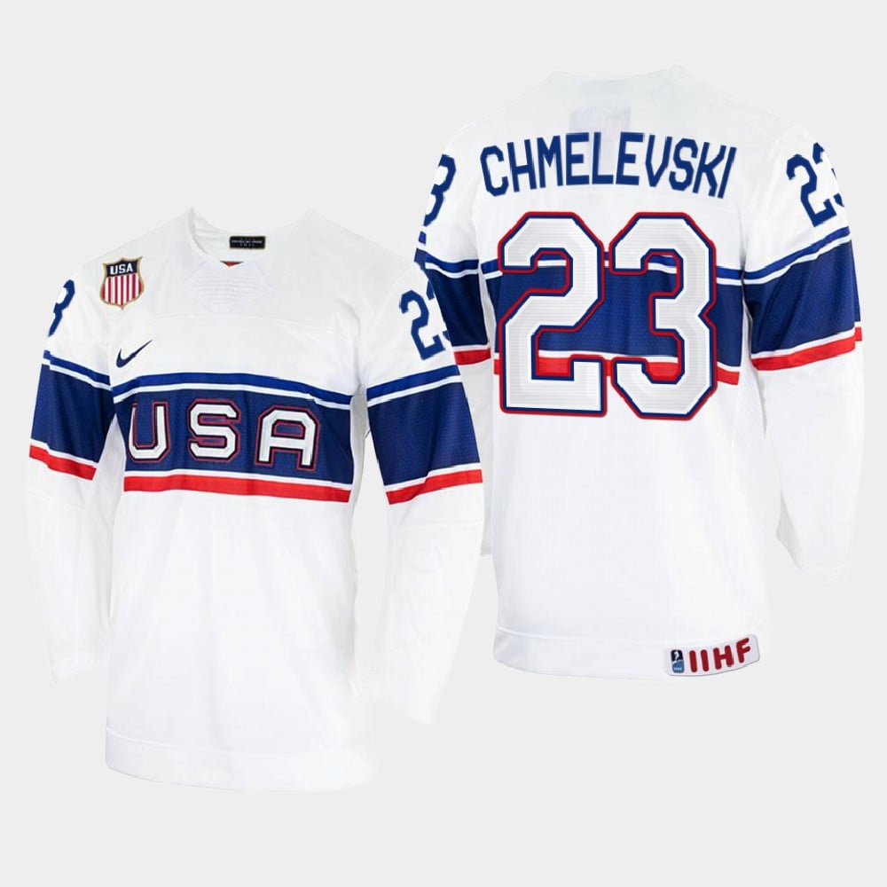 Usa Sasha Chmelevski 23 2022 Iihf World Championship White Home Jersey