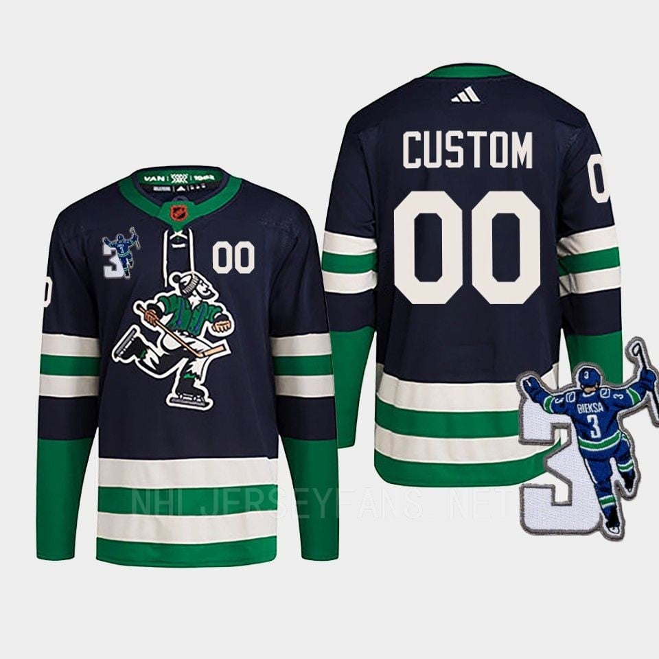 Vancouver Canucks Custom 00 Navy Reverse Retro 2.0 Kevin Bieska Patch Jersey