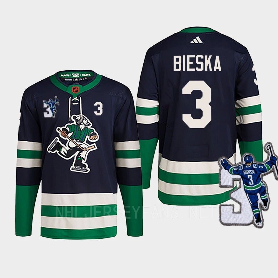 Vancouver Canucks Kevin Bieska 3 Navy Reverse Retro 2.0 Kevin Bieska Patch Jersey