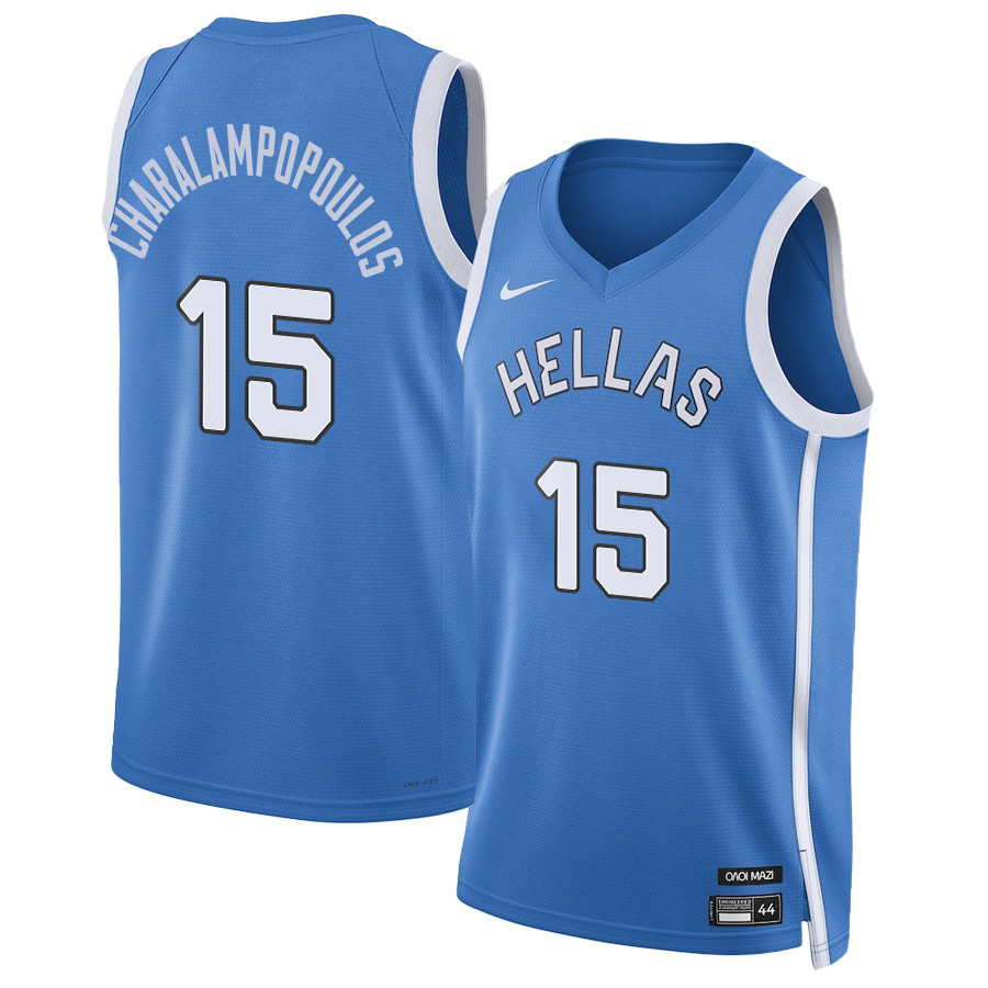 Vasilis Charalampopoulos 15 Greece Basketball 2024 Summer Olympics Player Limited Unisex Jersey - Blue