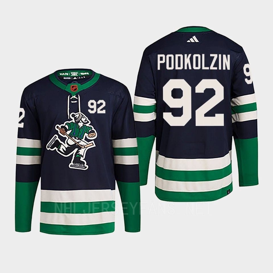 Vasily Podkolzin 92 Reverse Retro 2.0 2022 Vancouver Canucks Navy Jersey Primegreen