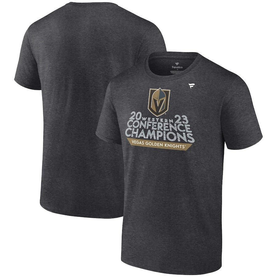 Vegas Golden Knights 2023 Western Conference Champions Locker Room T-shirt - Heather Charcoal