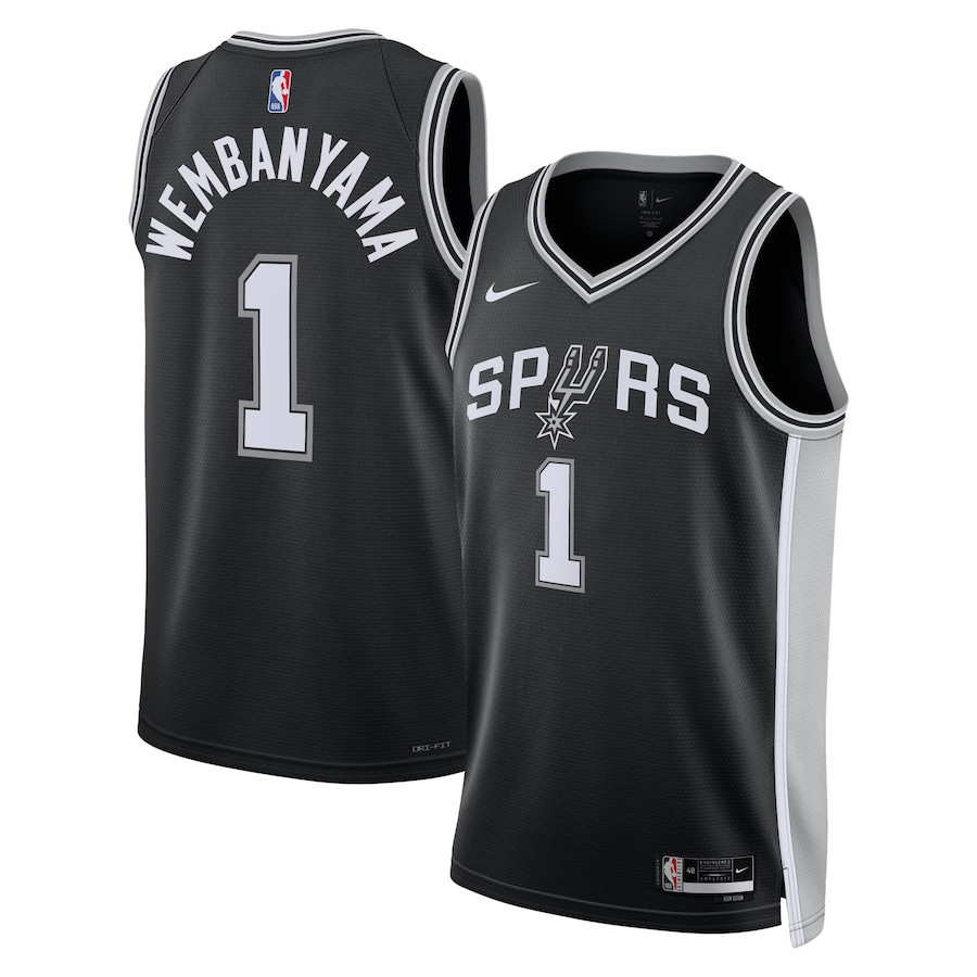 Victor Wembanyama 1 San Antonio Spurs Unisex Swingman Jersey - Icon Edition - Black