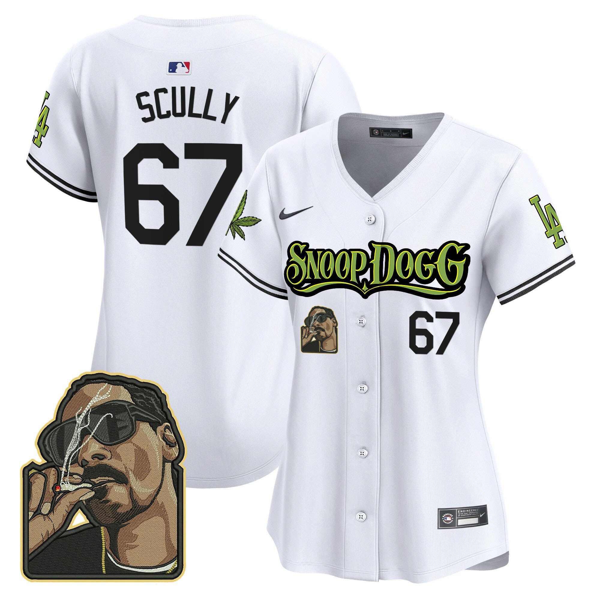 Vin Scully 67 Los Angeles Dodgers Snoop Dogg Women Jersey - White