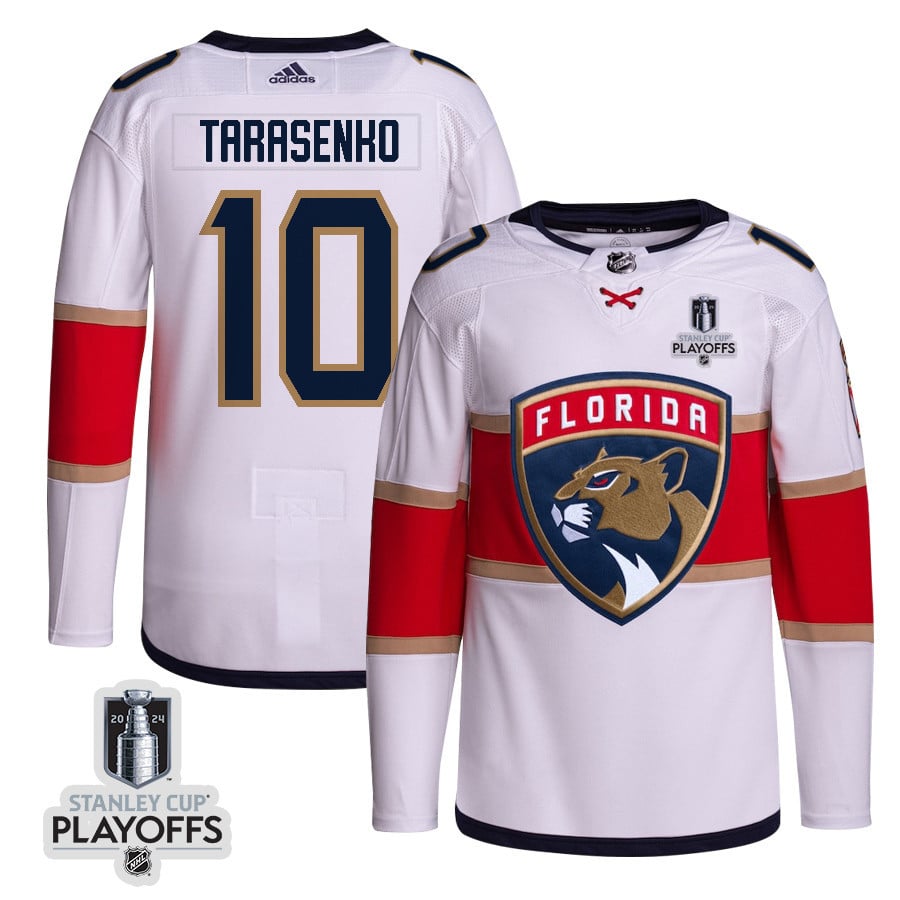 Vladimir Tarasenko 10 Florida Panthers 2024 Nhl Playoffs Patch Away Jersey Customized - Men, White
