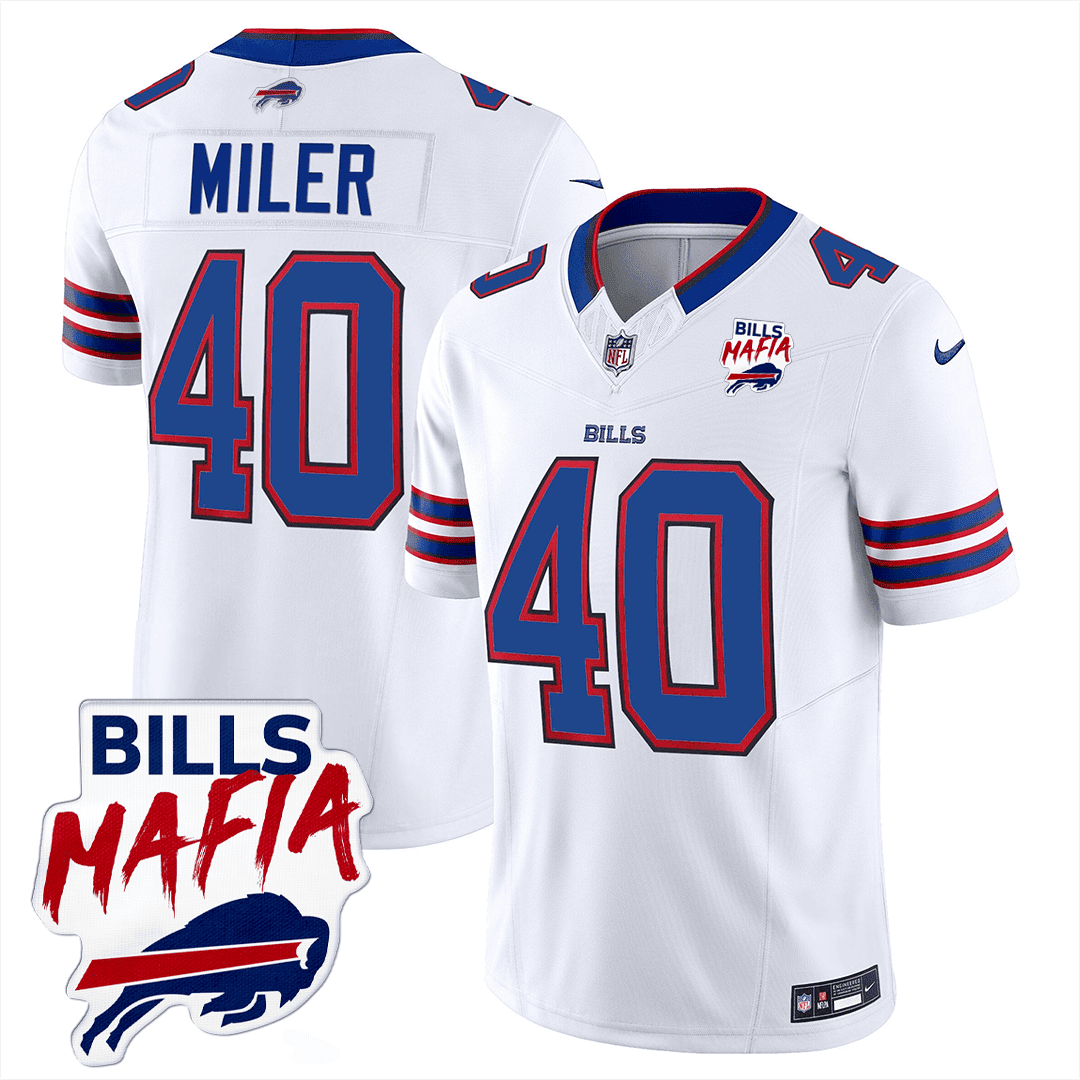 Von Miller 40 Buffalo Bills Bills Mafia Patch Game Men Jersey - White Js9373