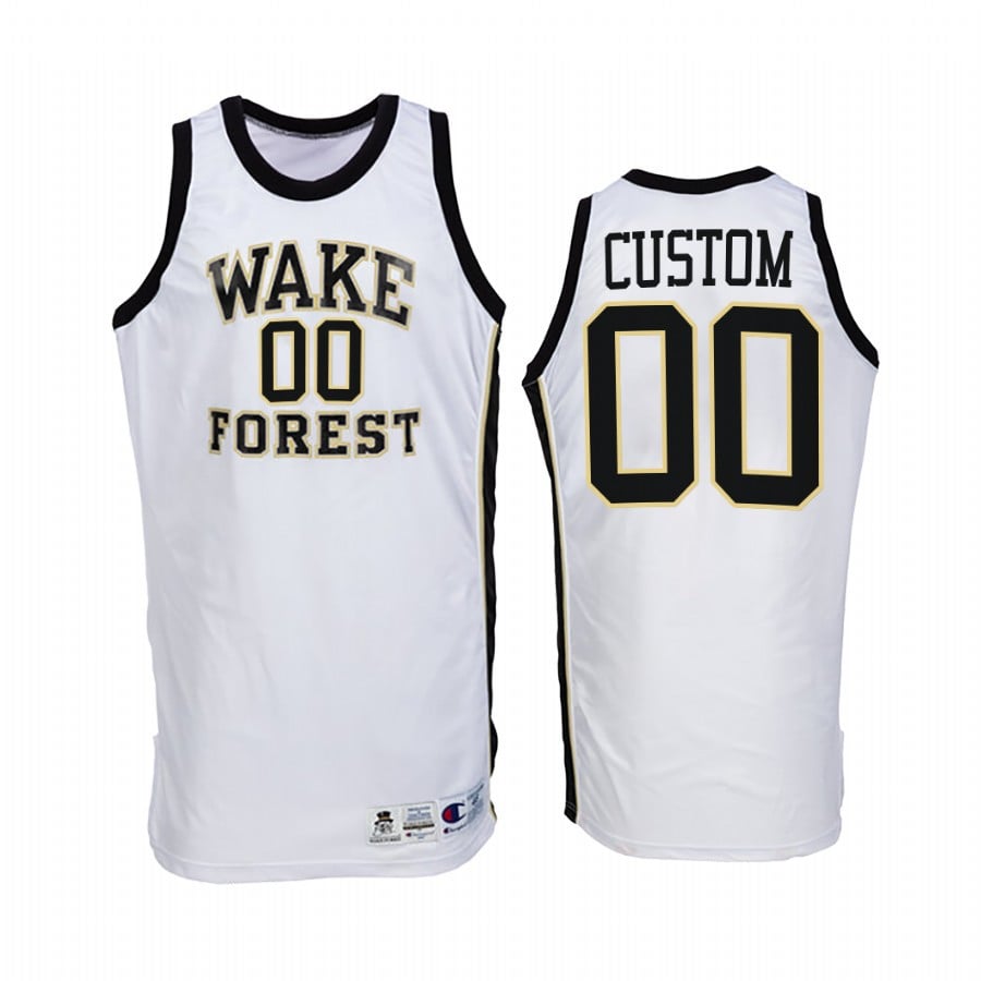 Wake Forest Demon Deacons Custom 00 Jersey College Basketball White Throwback Uniform