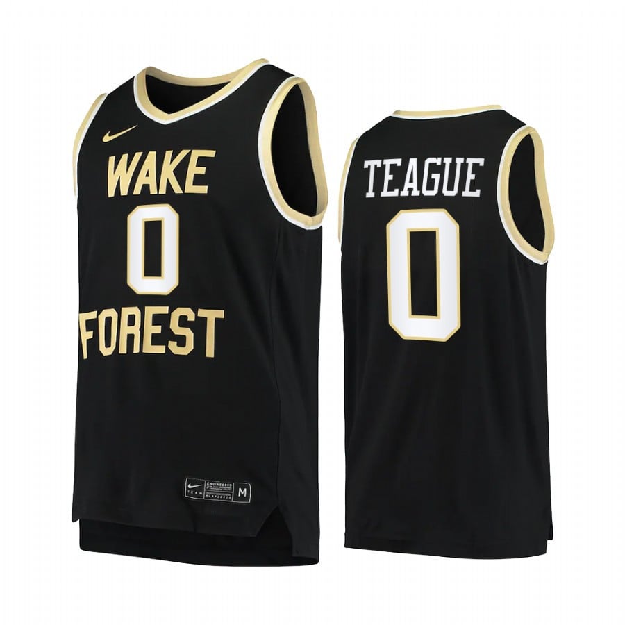 Wake Forest Demon Deacons Jeff Teague 0 Jersey College Basketball Black Uniform