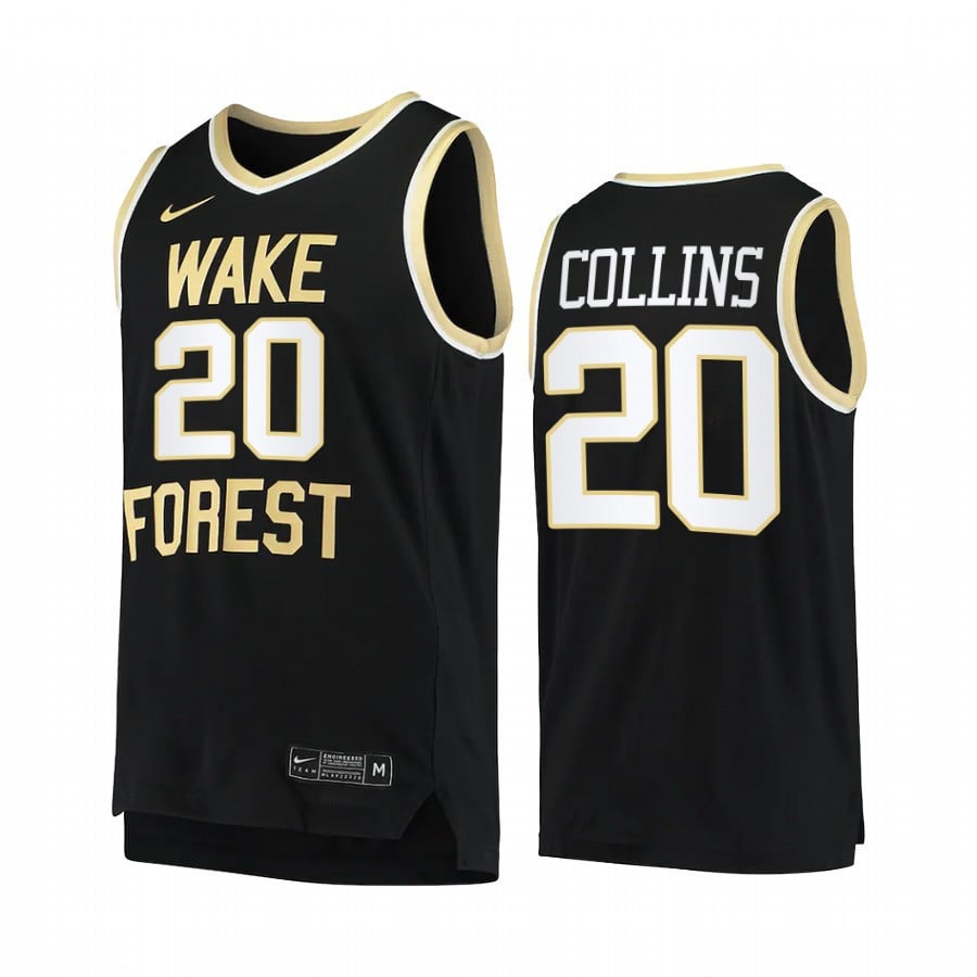 Wake Forest Demon Deacons John Collins 20 Jersey College Basketball Black Uniform