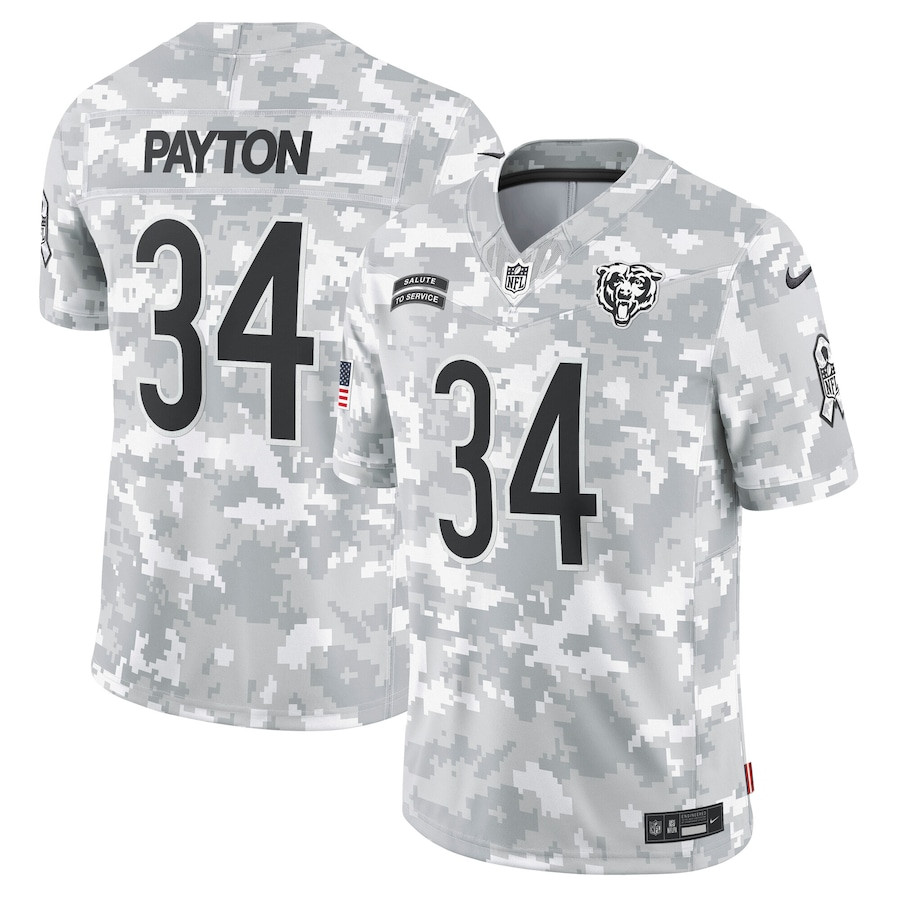 Walter Payton 34 Chicago Bears 2024 Salute To Service Retired Player Limited Men Jersey - Arctic Camo Js4160