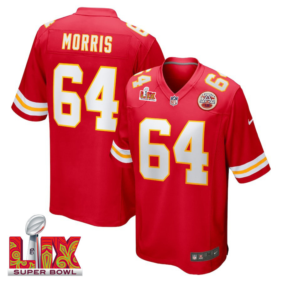 Wanya Morris #64 Kansas City Chiefs Super Bowl Lix Jersey - Men's - Red Js5107