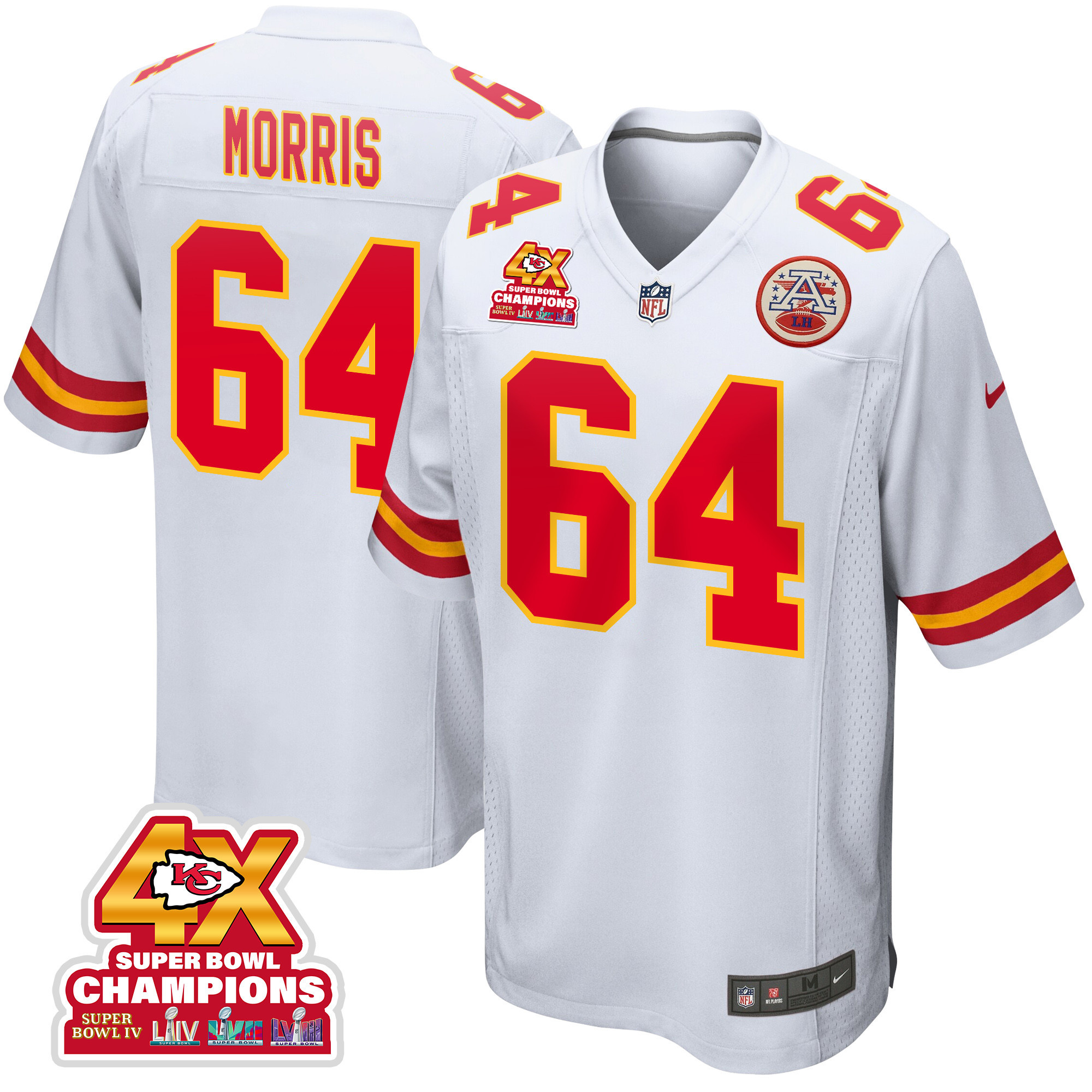 Wanya Morris 64 Kansas City Chiefs Super Bowl Lviii Champions 4x Game Men Jersey - White Js1860