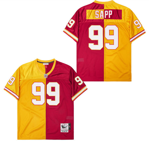 Warren Sapp 99 Tampa Bay Buccaneers Two-toned Throwback Men Jersey - Yellow/red Js1239