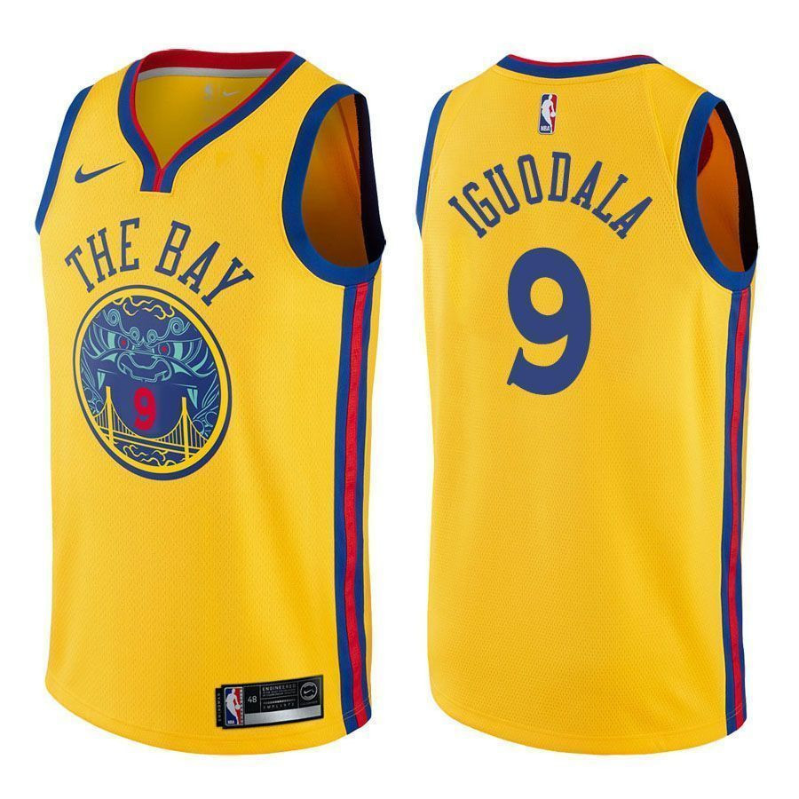 Warriors Male Andre Iguodala 9 City Edition Gold Jersey