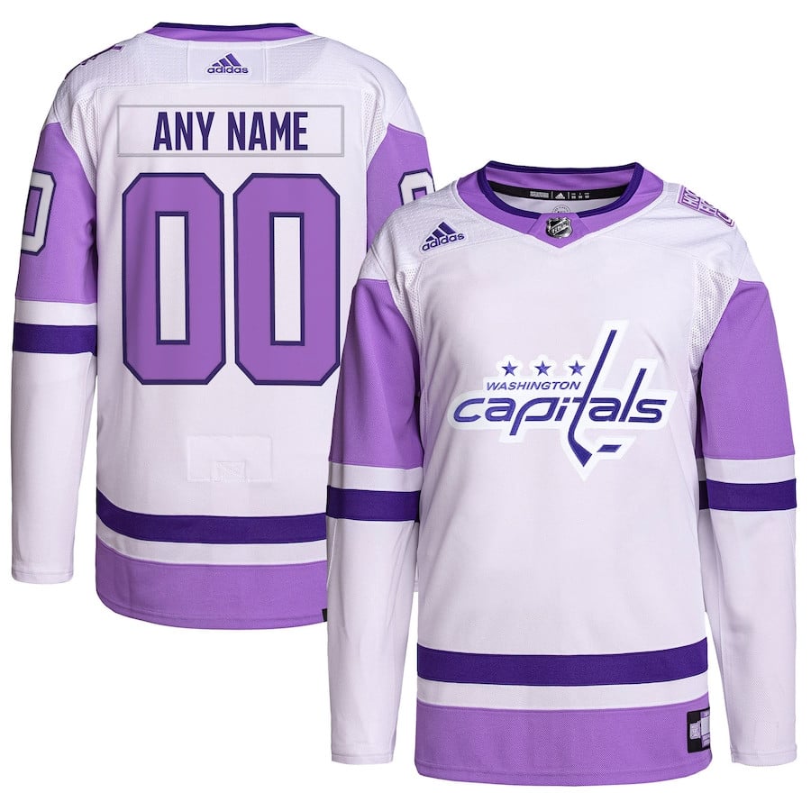 Washington Capitals Hockey Fights Cancer Primegreen Custom Men Jersey - White/purple