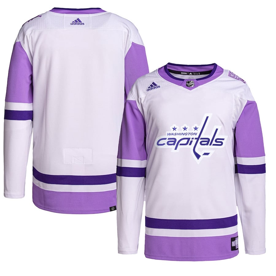 Washington Capitals Hockey Fights Cancer Primegreen Men Jersey - White/purple