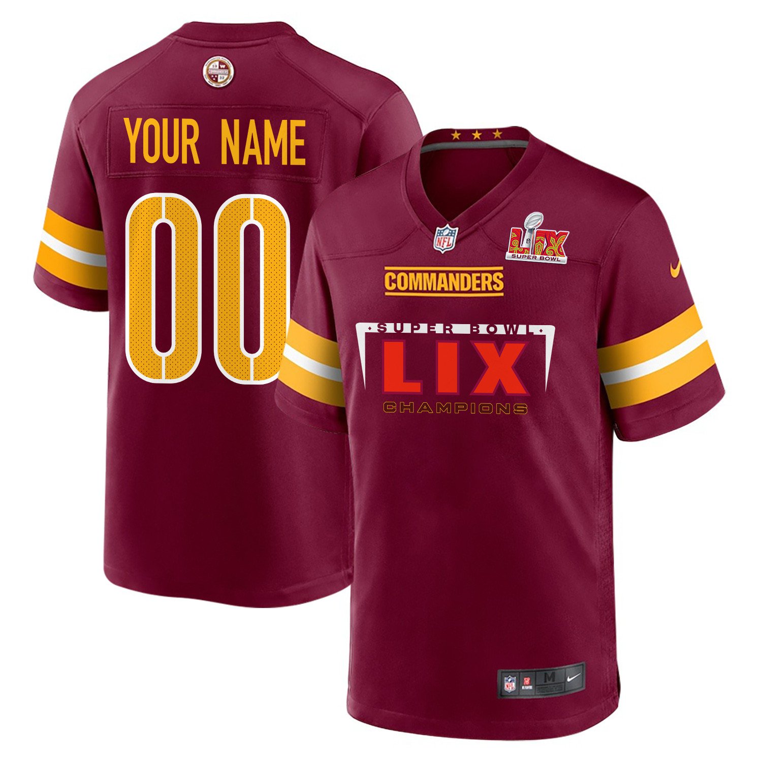 Washington Commanders Super Bowl Lix Champions Simple Style Game Men Custom Jersey - Burgundy Js7739