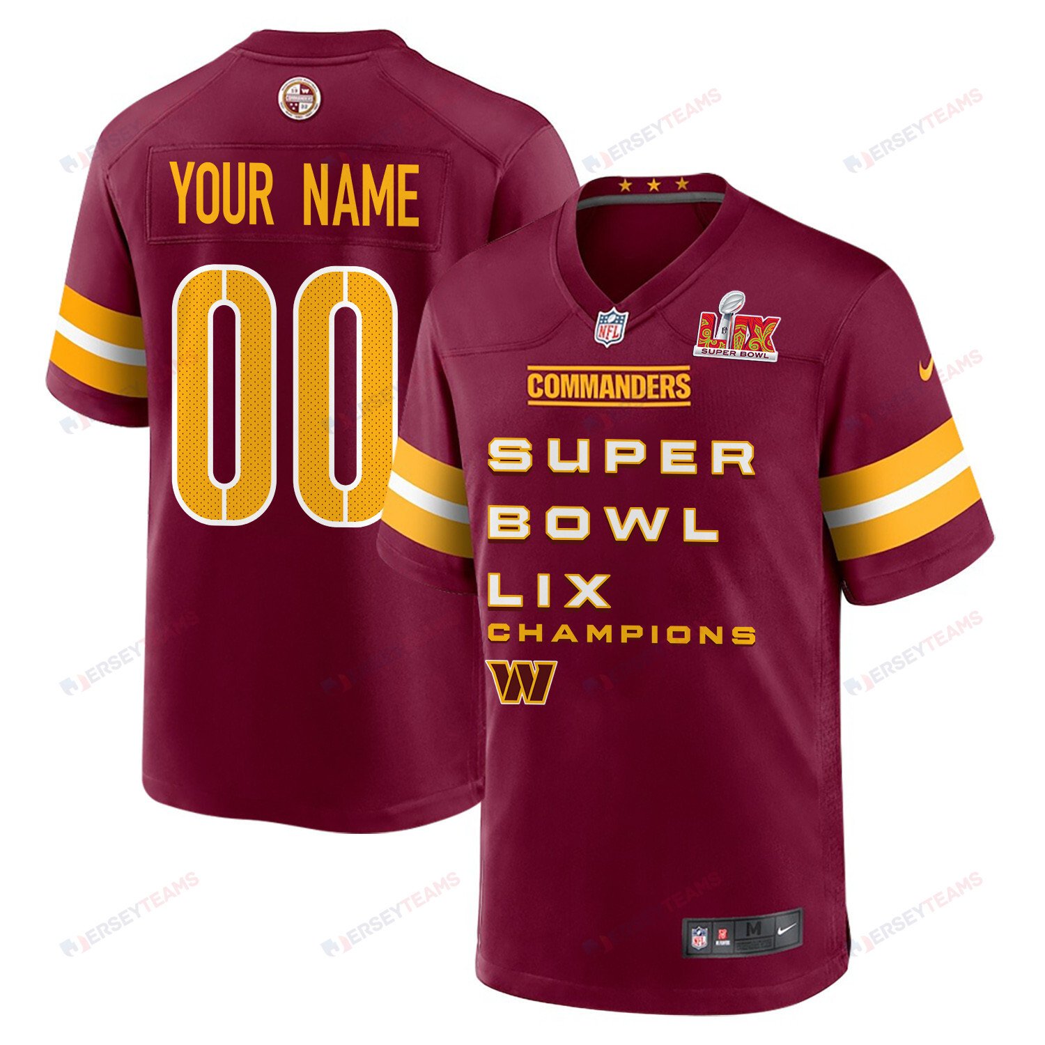 Washington Commanders Super Bowl Lix Champions V3 Game Men Custom Jersey - Burgundy Js1119