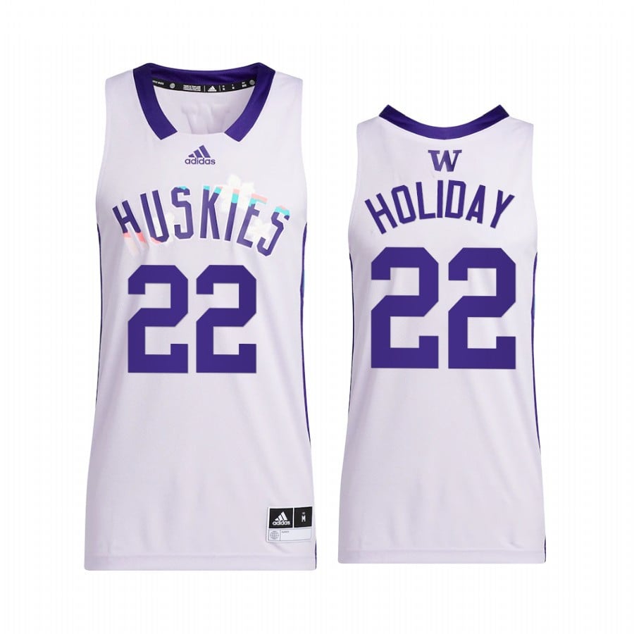 Washington Huskies Justin Holiday 22 Jersey Honoring Black Excellence White Basketball Uniform
