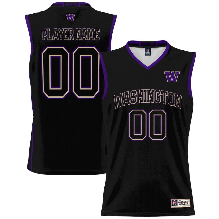 Washington Huskies Nil Men Basketball Custom Jersey - Black