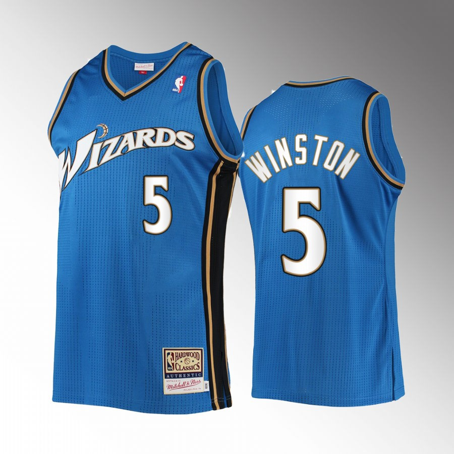 Washington Wizards Cassius Winston 5 Blue Hardwood Classics Men Jersey