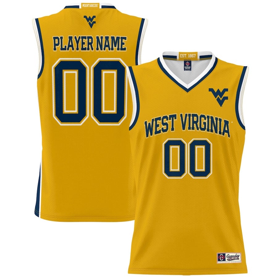 West Virginia Mountaineers Nil Men Basketball Custom Jersey - Gold