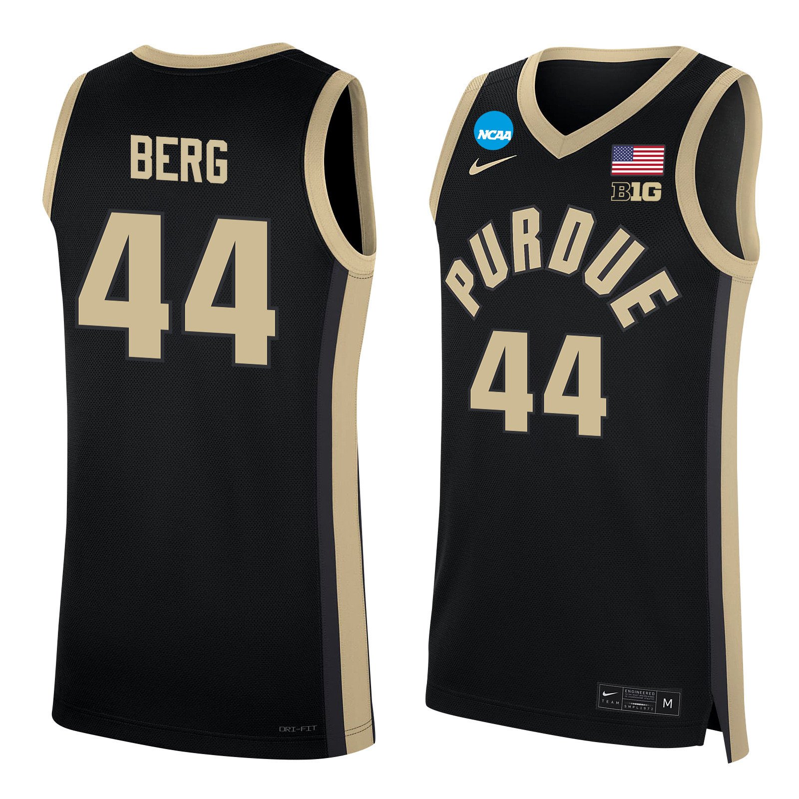Will Berg 44 Purdue Boilermakers 2024 Men's Basketball Jersey - Black, Unisex Jersey