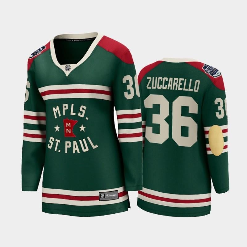 Women Minnesota Wild Mats Zuccarello 36 2022 Winter Classic State Of Hockey Jersey Green Jersey