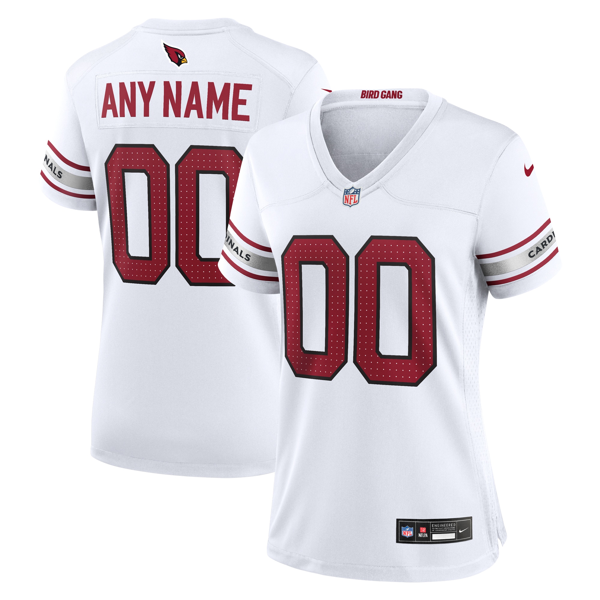 Women's Arizona Cardinals White Custom Game Jersey Js1673