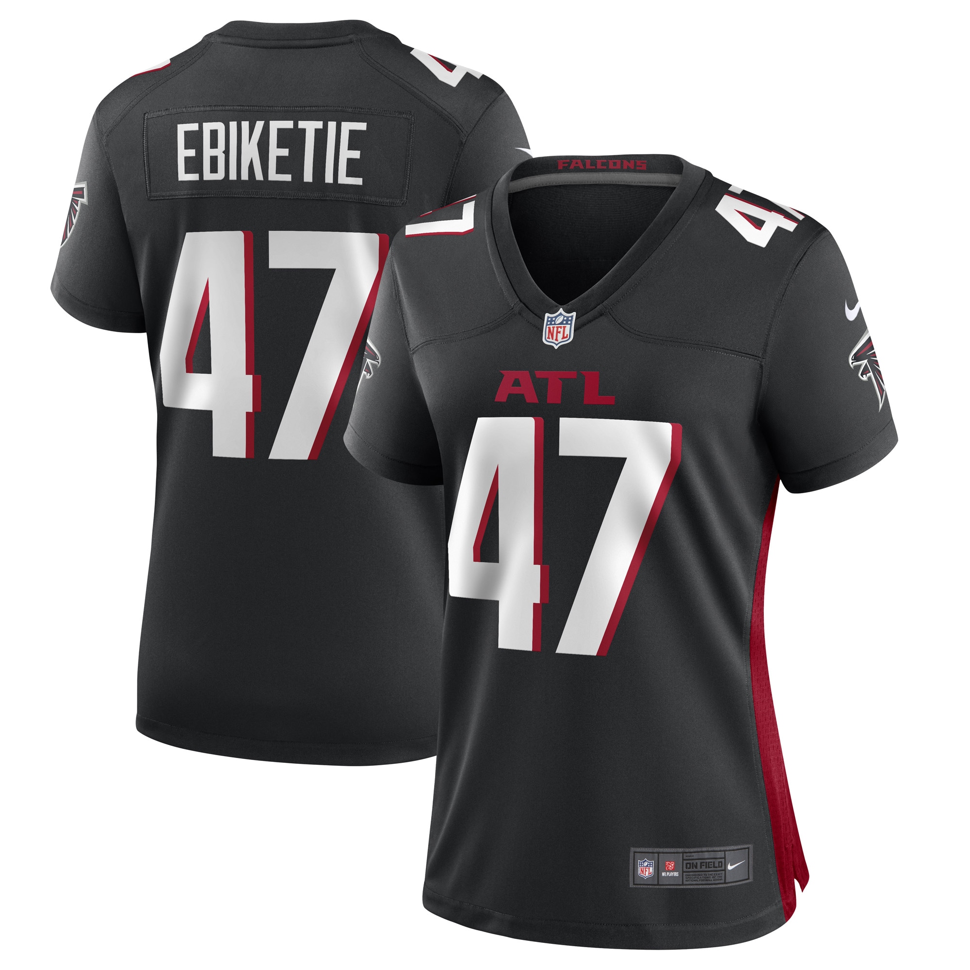 Women's Arnold Ebiketie Atlanta Falcons Black Game Player Jersey Js4413