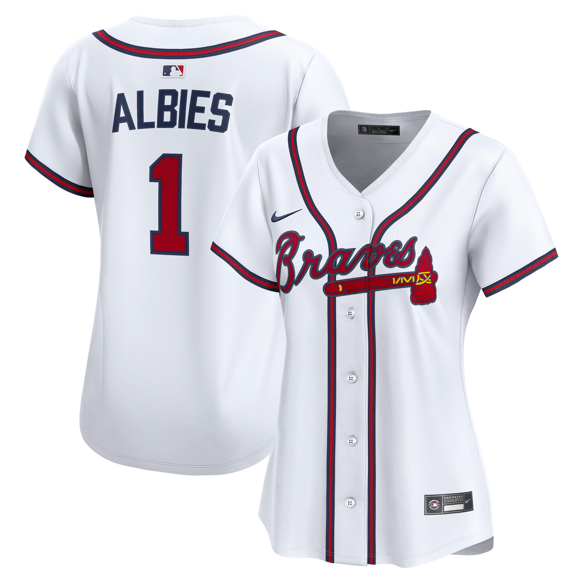 Women's Atlanta Braves Ozzie Albies White Home Limited Player Jersey