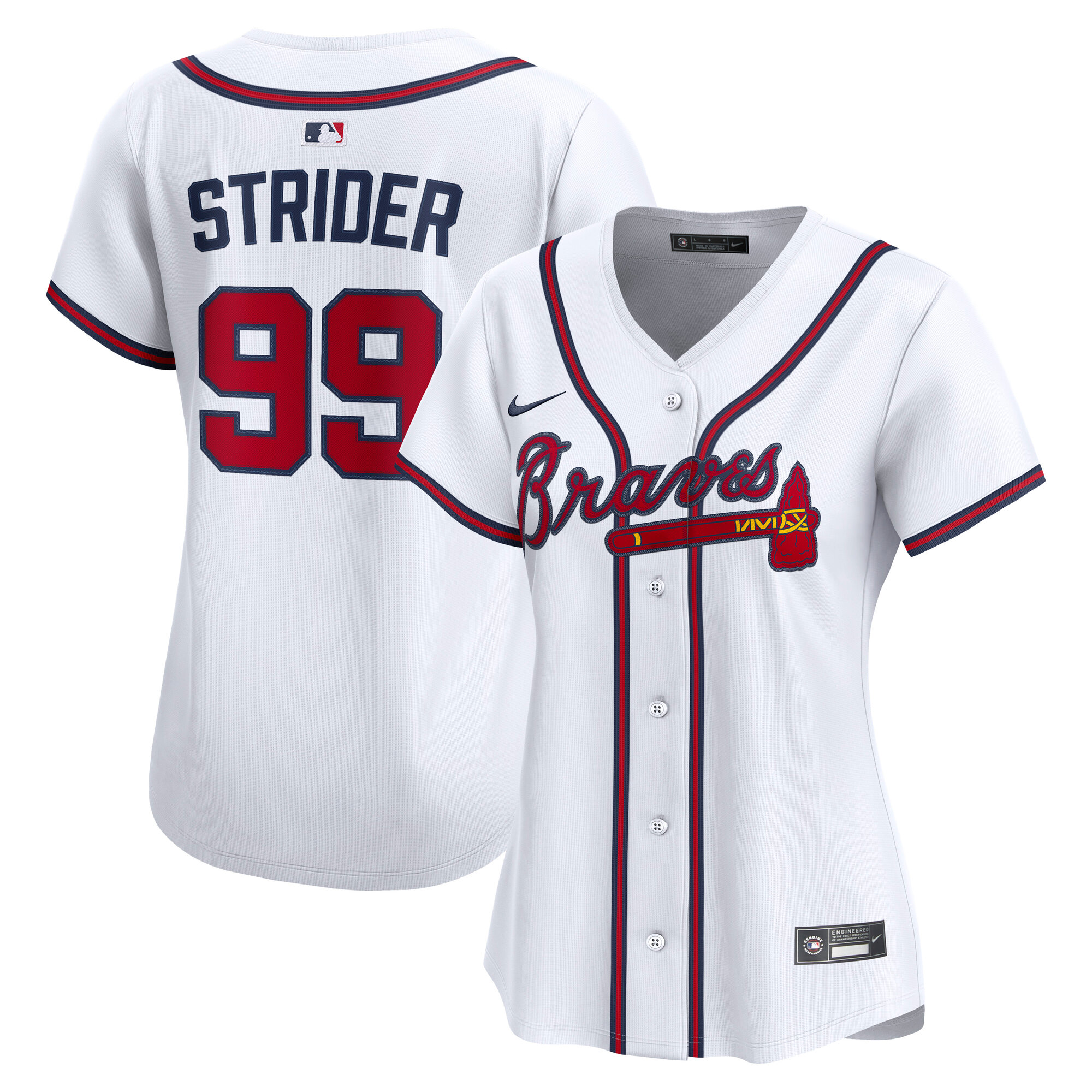 Women's Atlanta Braves Spencer Strider White Home Limited Player Jersey