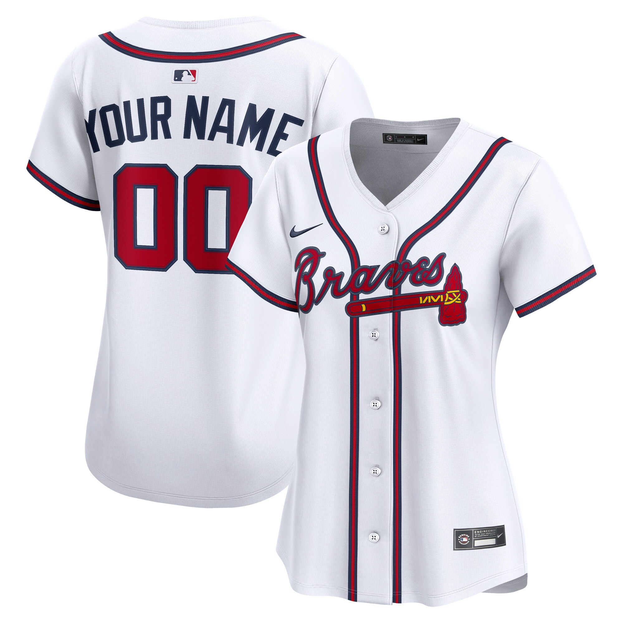 Women's Atlanta Braves White Home Limited Custom Jersey