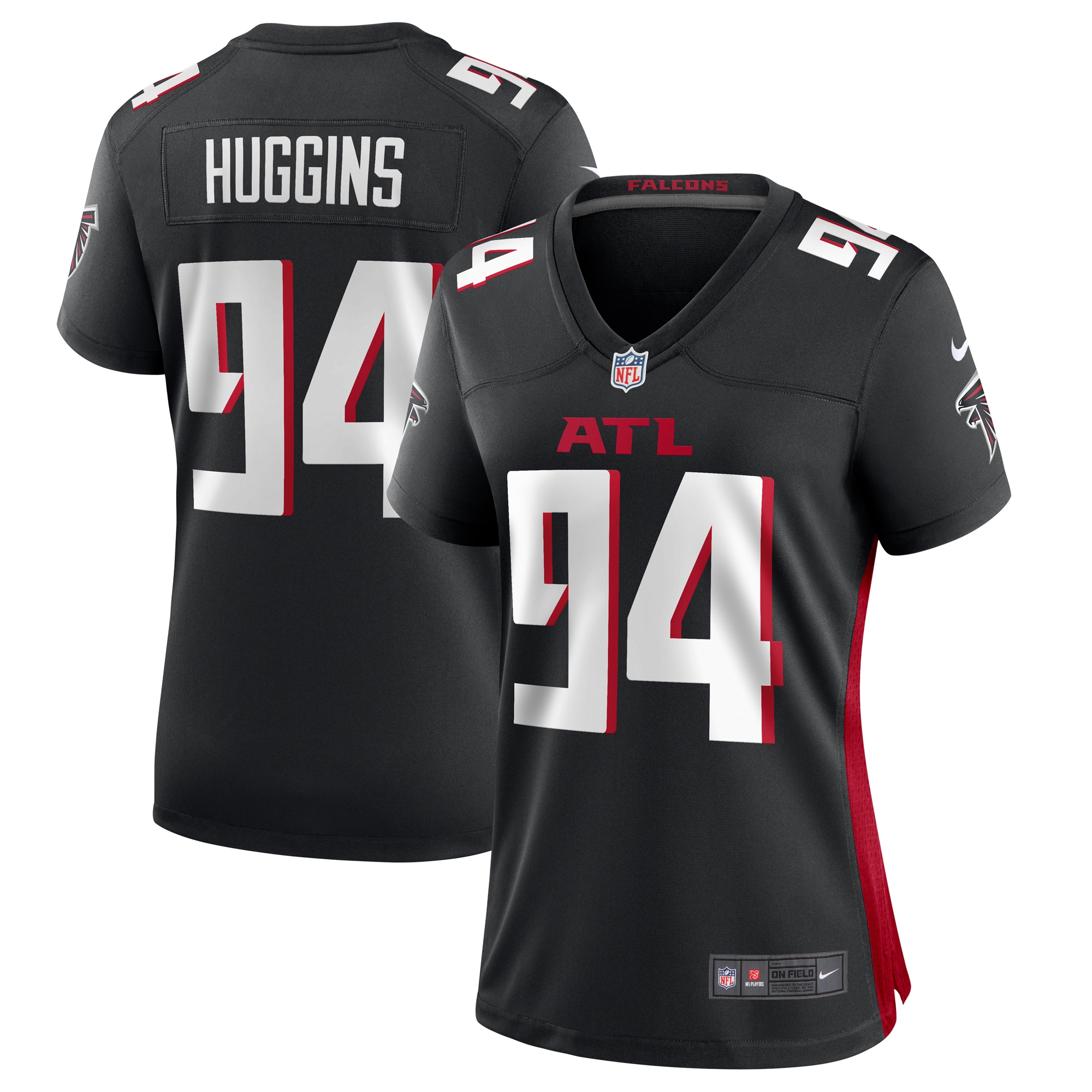 Women's Atlanta Falcons Albert Huggins Black Team Game Jersey Js3856