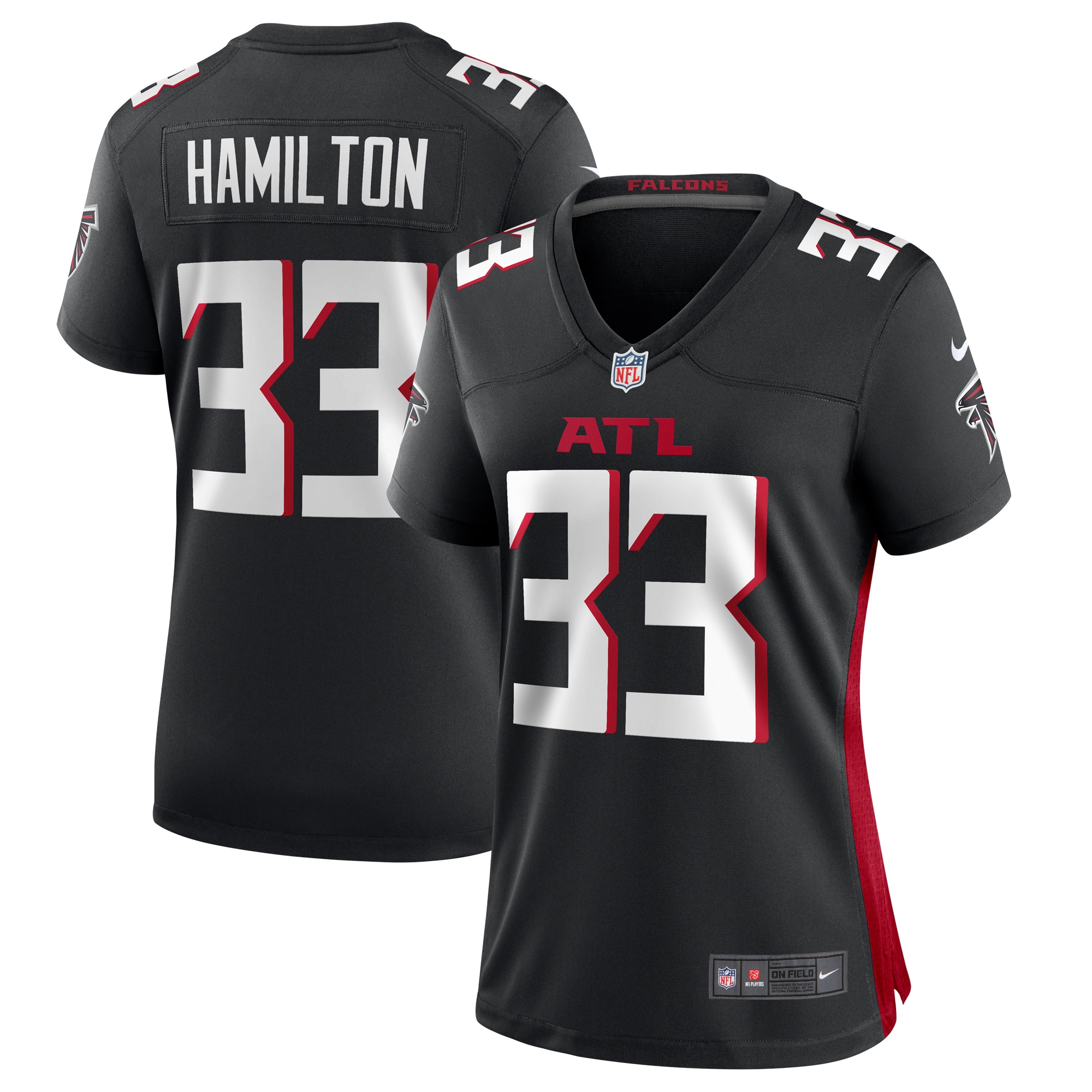 Women's Atlanta Falcons Antonio Hamilton Black Game Jersey Js8379