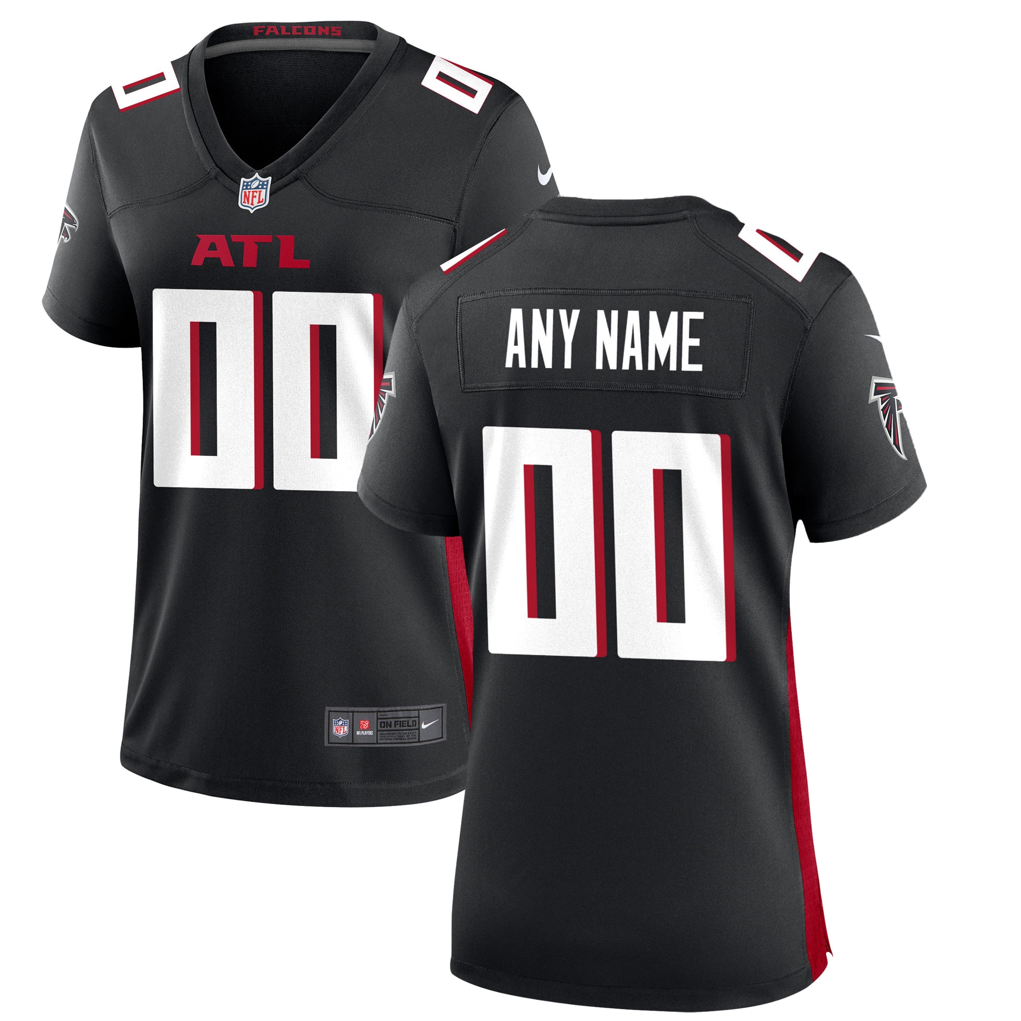 Women's Atlanta Falcons Black Custom Game Jersey Js7309
