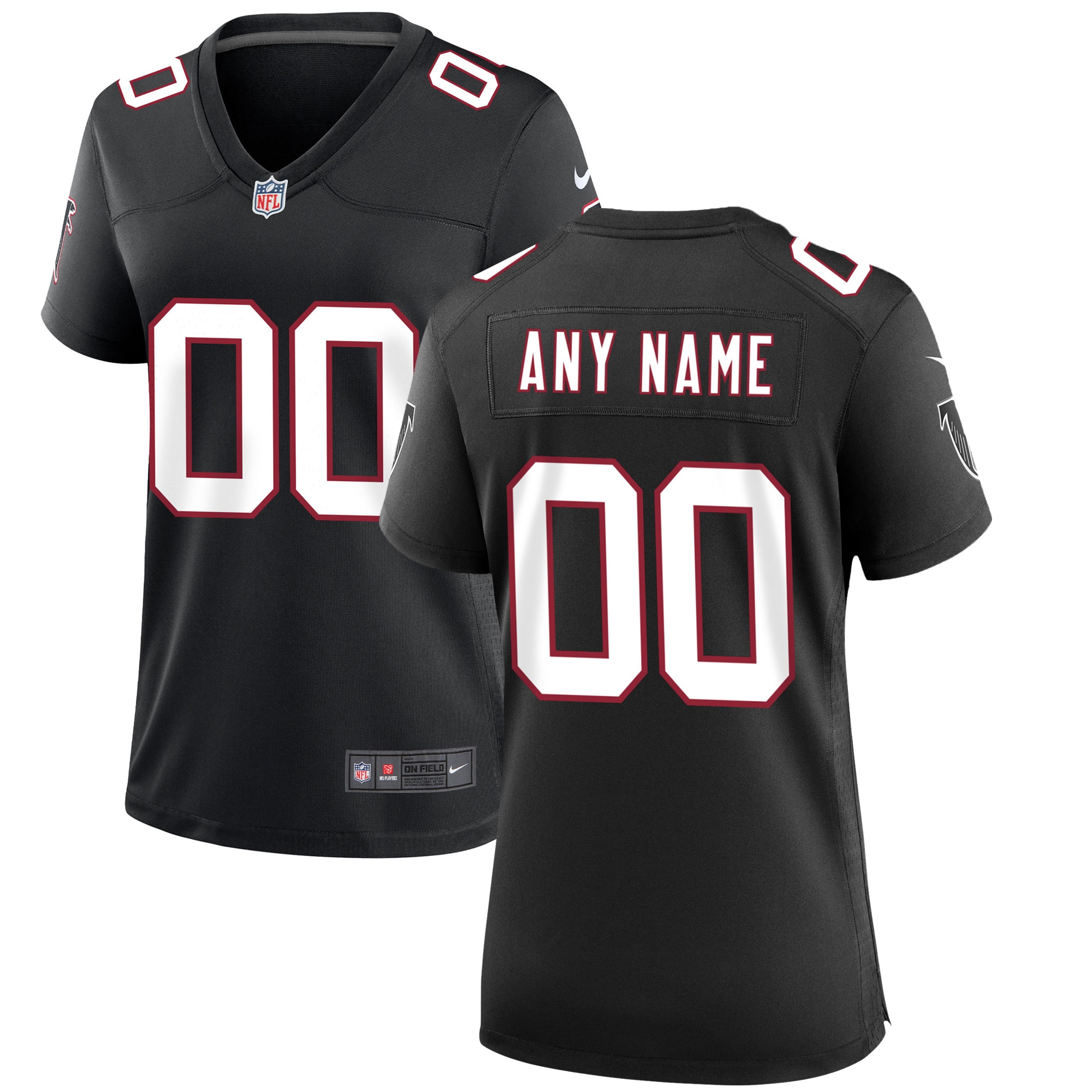 Women's Atlanta Falcons Black Throwback Custom Game Jersey Js1761